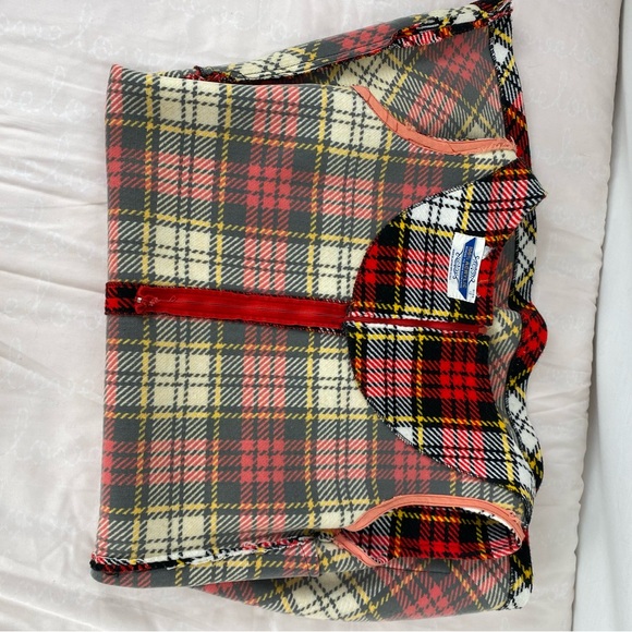 Vintage 70s Plaid Mini Dress Made in Japan Size 12 Red Tartan Mod - Picture 13 of 13